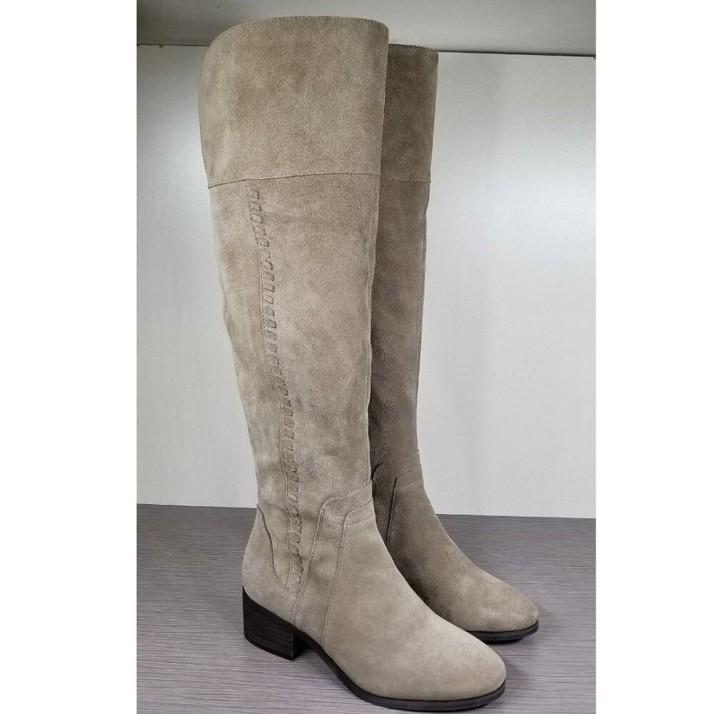 Vince Camuto Kreston Over-The-Knee Boot, Beige Leather, Womens Size 5.5 M / 36